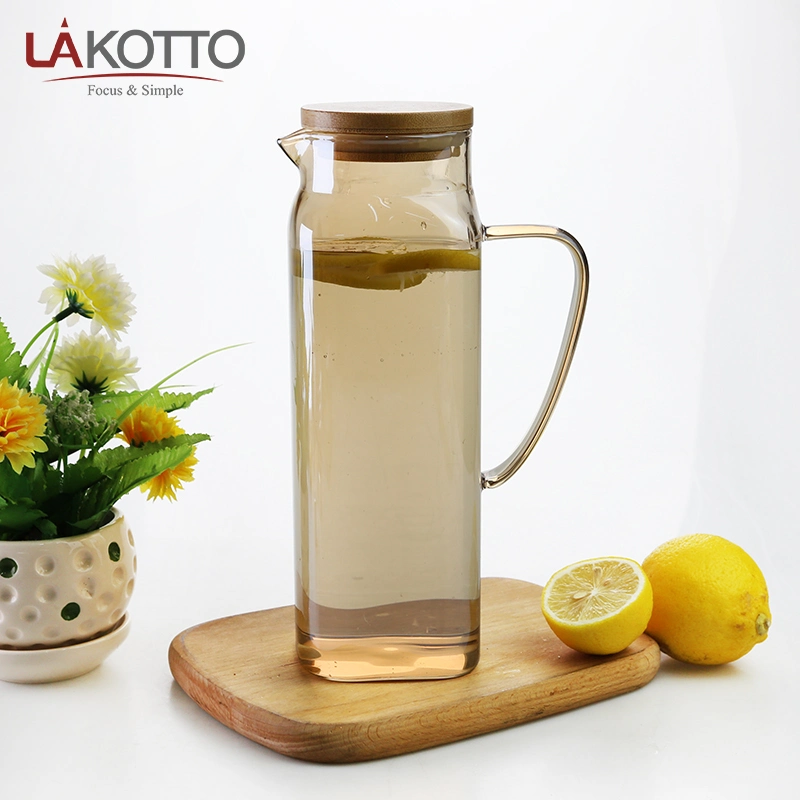 Decorative Ion Plating Pyrex Thermo Proof Glass Beverage Coffee Water Jug with Handle
