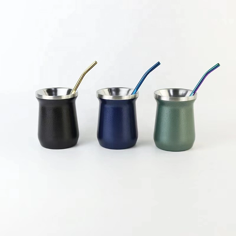 Double Wall Vacuum Insulate Mate Cup with Bombillas Straw Stainless Steel Yerba Mate Tea Cup