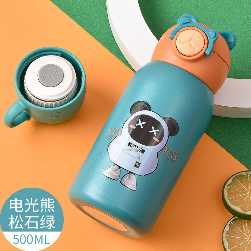 New 316 Stainless Steel Kids Vacuum Cup Portable Large Capacity 600ml Students Child Water Cup Kindergarten Cartoon Water Bottle