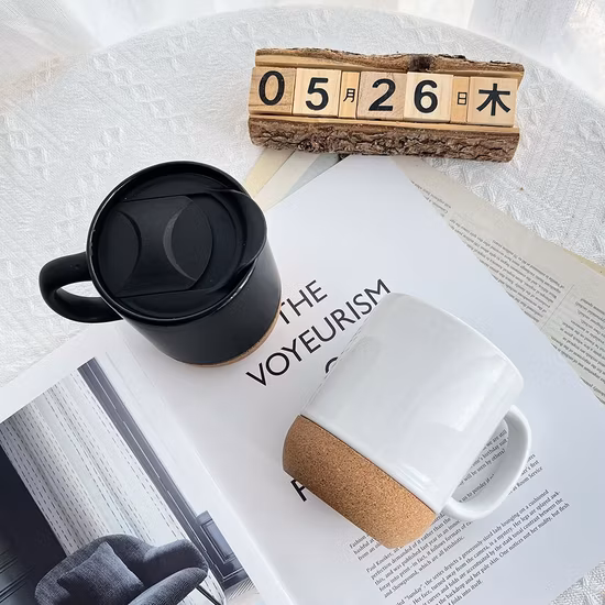 Kalring Euro Retro Style 11 Oz Mug with Cork Coaster with Steel Spoon with Hand