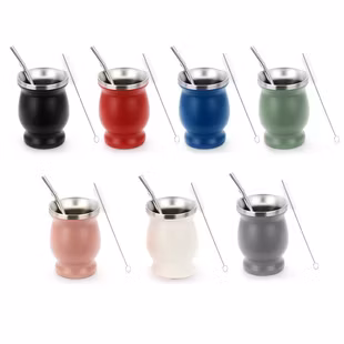 2021 Custom Drinking Coffee Tea Yerba Mate Cup with Stainless Steel Bombilla Straw