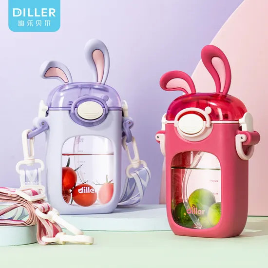 Wholesale Rabbit Kids Tritan BPA Free Plastic Water Bottles with Strap 
