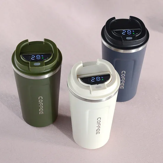510ml 380ml Smart Touch Tumbler Temperature Stainless Steel Double Wall Vacuum Insulated Thermal Coffee Mug Smart with Leakproof Display Lid 
