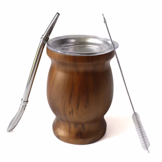 Wholesale 8oz 230ml Portable Stainless Steel Double Wall Yerba Tea Mate Cup with Bombilla Straw