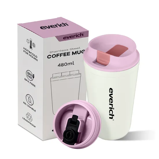 Everich Leak Proof Double Wall Vacuum 304 Stainless Steel Coffee Mug Lead Free Coffee Cup for Coffee Tea 