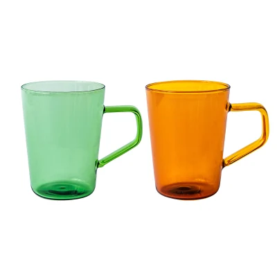 Brief Design Thermo Drinking Cooking Colourful Glass with Handle Coffee Mug