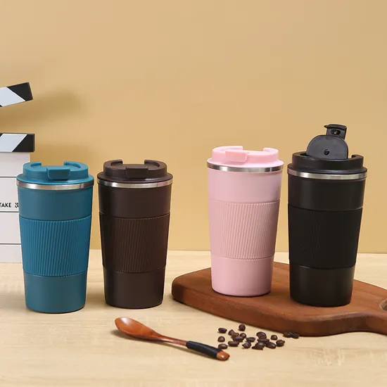 Factory Wholesale Leakproof Double Walled Stainless Steel Insulated Vacuum Thermo Water Bottle Travel Coffee Mugs with Silicone Cup 