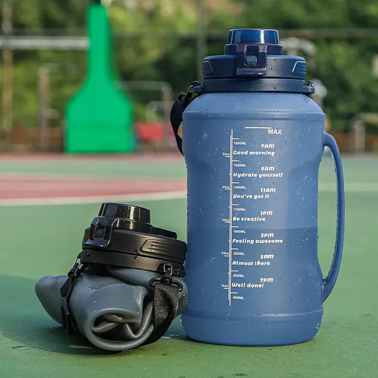 Collapsable Silicone Water Bottledurable Sport Gym 3 In1 for Kids School Water Bottle 