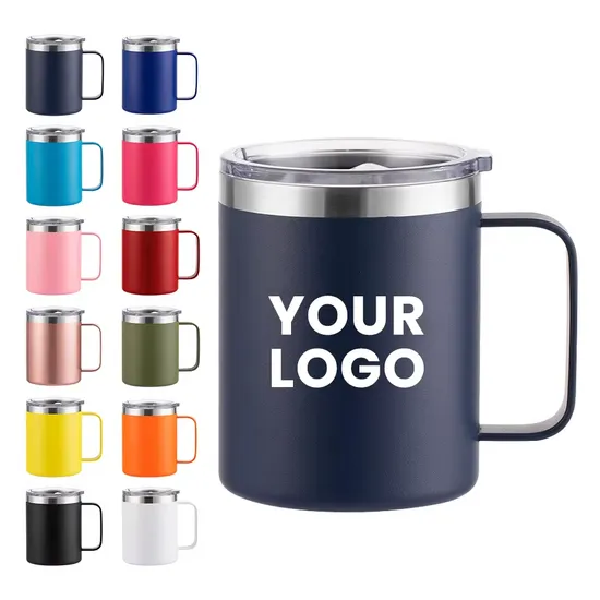 Custom 12oz 14oz Stainless Steel Tumbler Cup Travel Outdoor Double Wall Vacuum Camping Insulated Coffee Thermo Mug with Handle 