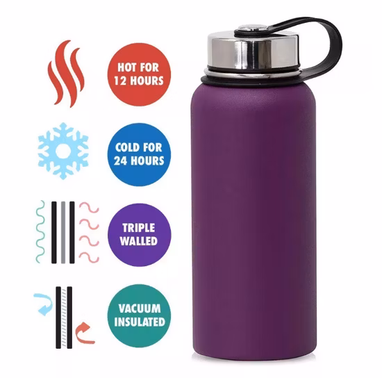 Double Walls Stainless Steel Thermos Insulated Leakproof Drinking Bottle Vacuum Flask