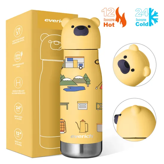 Twin Walls Stainless Steel Milk Bottle in 350ml / 450ml / 600ml Insulated Vacuum Kid Water Bottle with Matt Color Coating Thermal Milk Bottle Juice Bottle