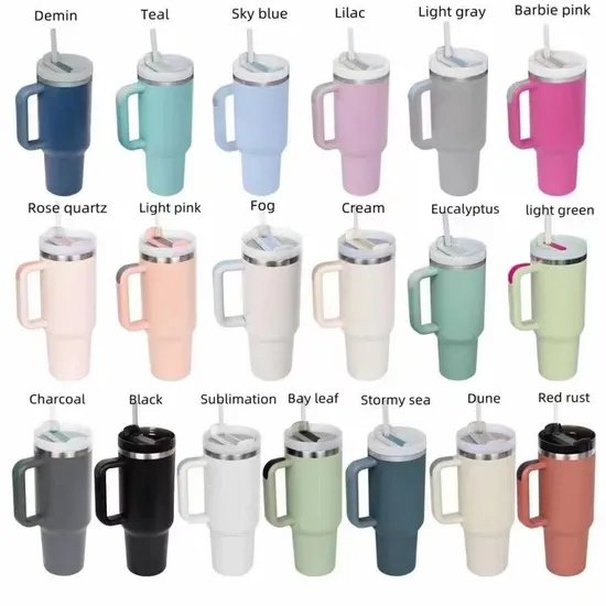 40oz Stainless Steel Vacuum Mug with Handle and Straw Flip Straw 