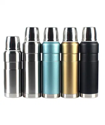 Food Grade Bullet Stainless Steel Vacuum Insulated Water Bottle Thermo Custom Flask with Cup