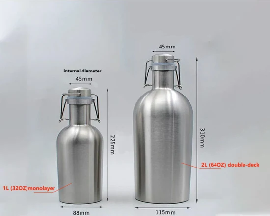 Growler 64 Oz 1.9L/ 128oz 3.8L Stainless Steel Hot Selling Carbonated
