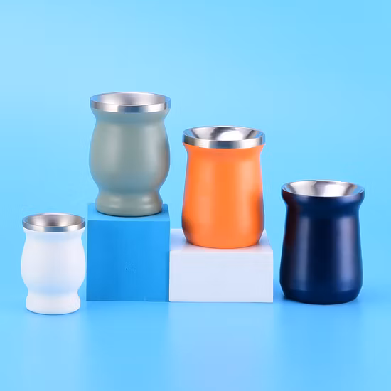 Wholesale Custom Double Wall Vacuum Insulated Stainless Steel Yerba Mate Coffee Tea Cup with Bombilla Straw
