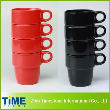 8oz Ceramic Stackable Coffee Mug Set 