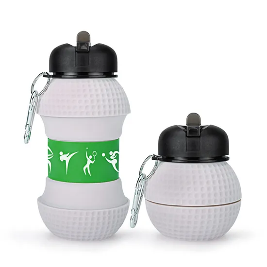 Kids Sports Water Bottle Collapsible Ball Shaped Drinking Cup 