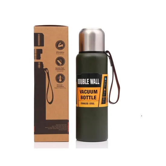 Black Stainless Steel Vacuum Insulated 34oz Coffee Thermo Bullet Flask 