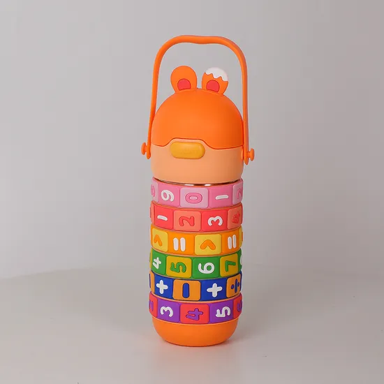 430ml Large Capacity Children′s Cup Funny Flask Stainless Steel Water Bottle Kids with Straw Baby Cups Adult Kawaii Cups 
