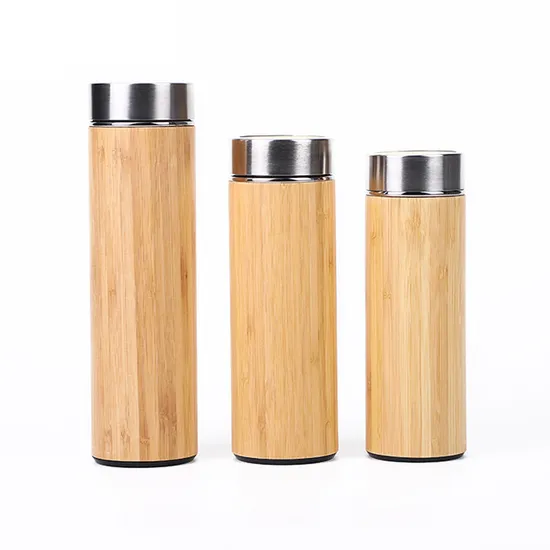 High Quality Insulation Double Wall Bamboo Thermos Stainless Steel Vacuum Flask with Tea Infuser 