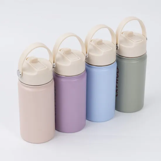 Custom Logo 12 Oz Stainless Steel Children Cute Cartoon Vacuum Flasks Double Wall Kids Tumbler Water Bottle with Straw Lid 